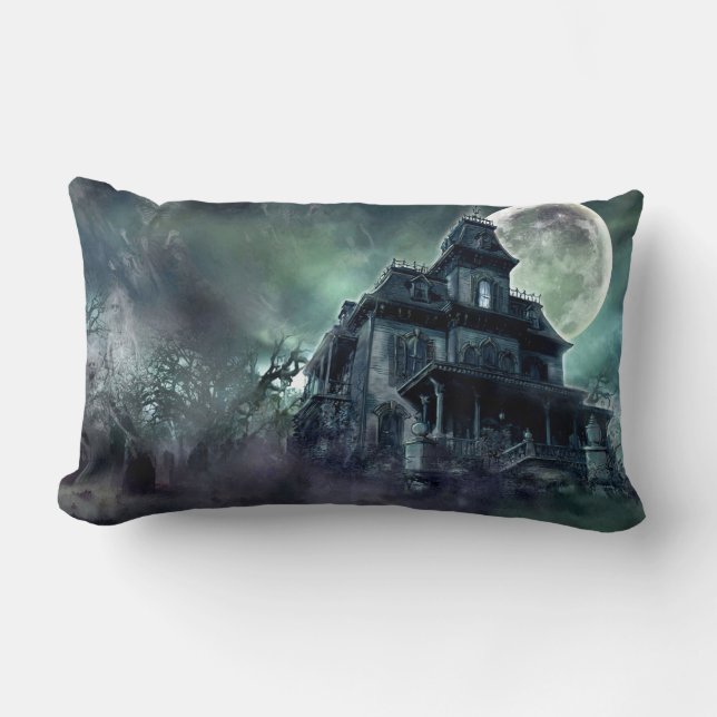 Haunted House Lumbar Pillow – Gothic Horror (Front)