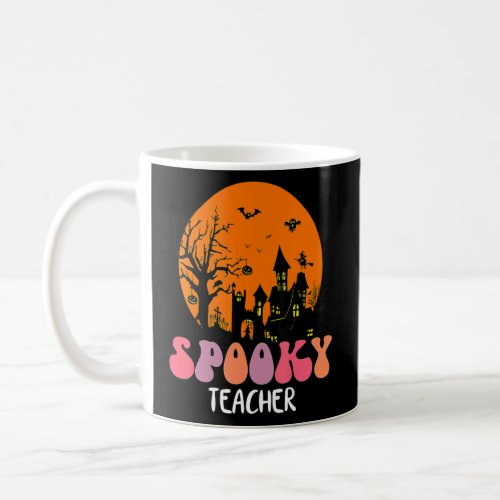 Haunted House Moon Night Groovy Spooky Teacher 4  Coffee Mug