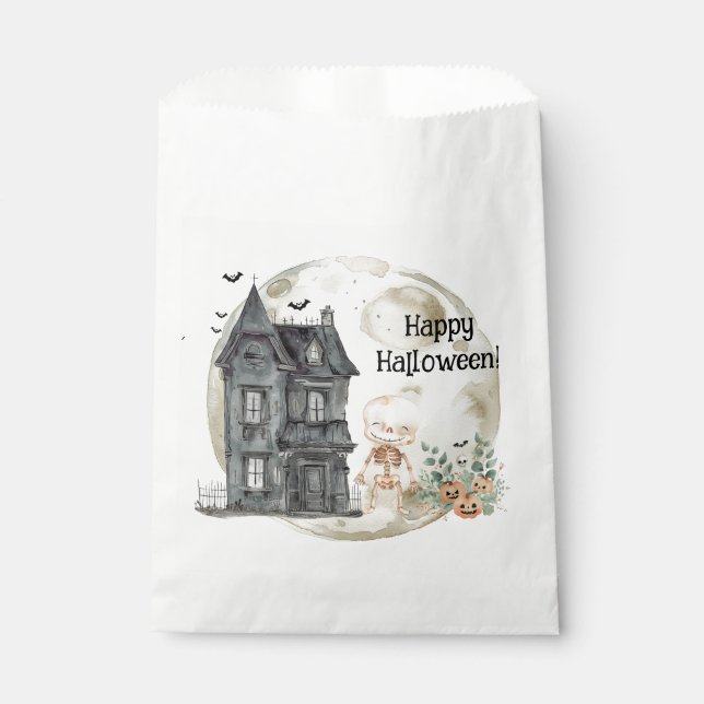 Haunted House Mummy And Friends Halloween Party Favor Bag (Front)