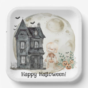 Haunted House Mummy And Friends Halloween Party Paper Plates