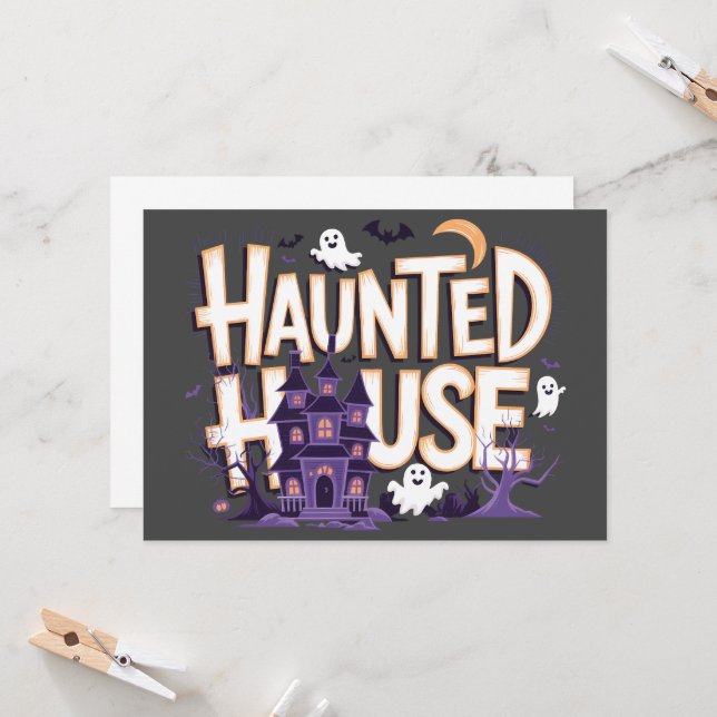 Haunted House - Night of the Ghosts Invitation (Front/Back In Situ)
