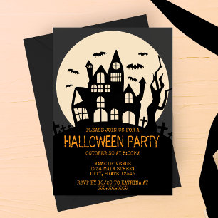 Haunted House on a Hill Halloween Party Invitation