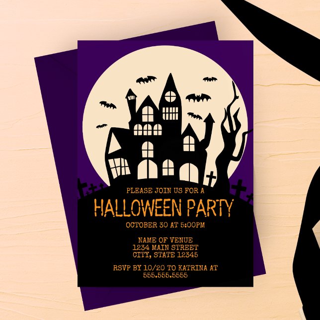 Haunted House on a Hill Halloween Party Invitation (Creator Uploaded)