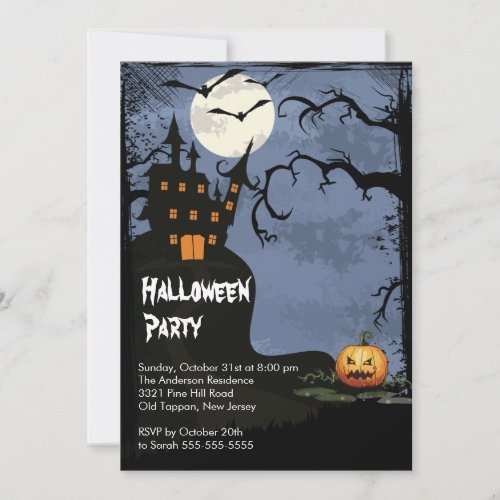 Haunted House on Hill Halloween Party Invitations