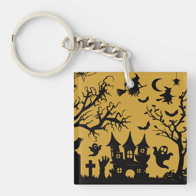 Haunted House  Paper Bowls Keychain (Front)