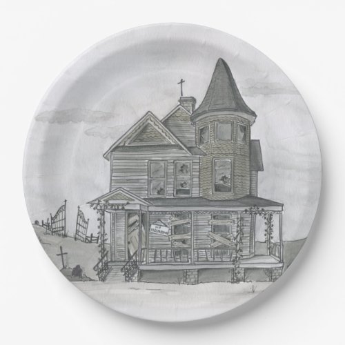 Haunted House Paper Plate