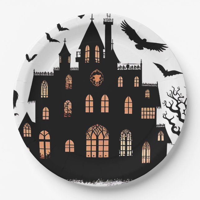 Haunted House Paper Plate (Front)