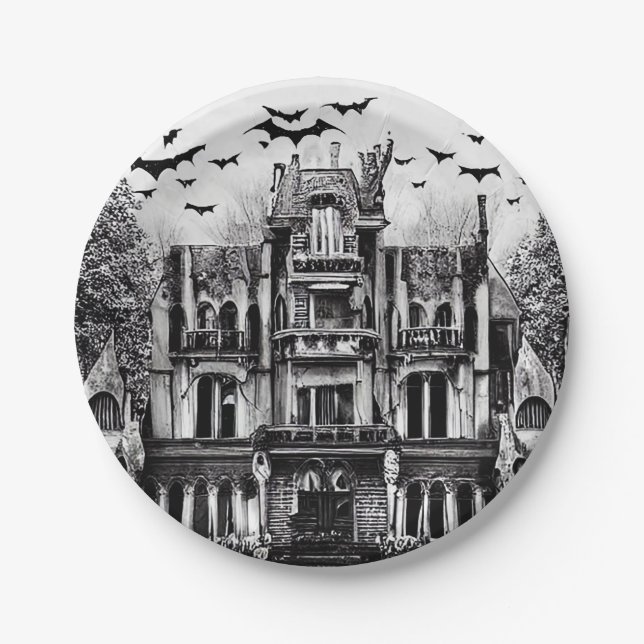 Haunted House Paper Plates (Front)