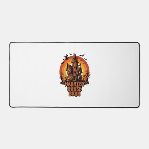 Haunted House Party Vintage Engraving Halloween De Desk Mat