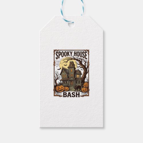 Haunted House Party Vintage Engraving Halloween De Gift Tags