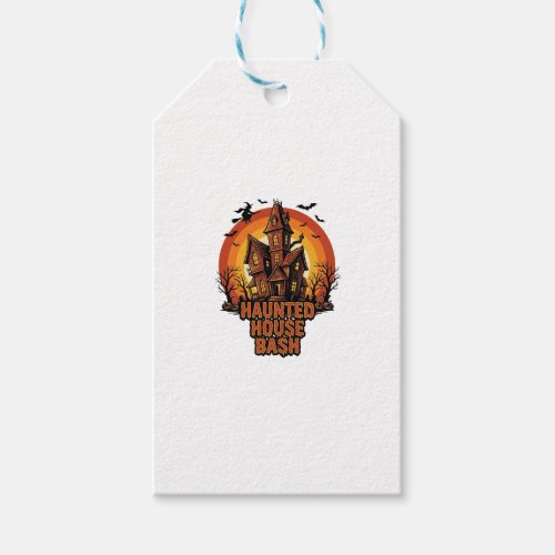 Haunted House Party Vintage Engraving Halloween De Gift Tags