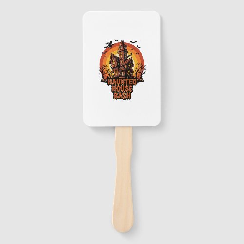 Haunted House Party Vintage Engraving Halloween De Hand Fan