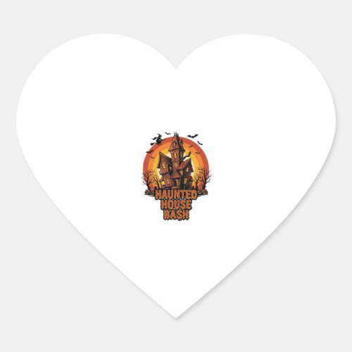 Haunted House Party Vintage Engraving Halloween De Heart Sticker