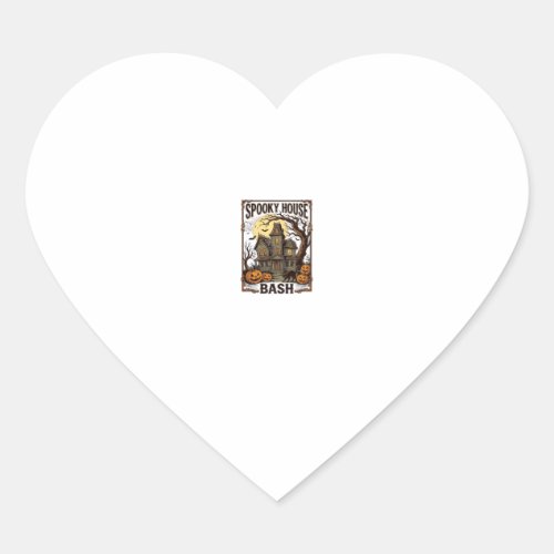 Haunted House Party Vintage Engraving Halloween De Heart Sticker