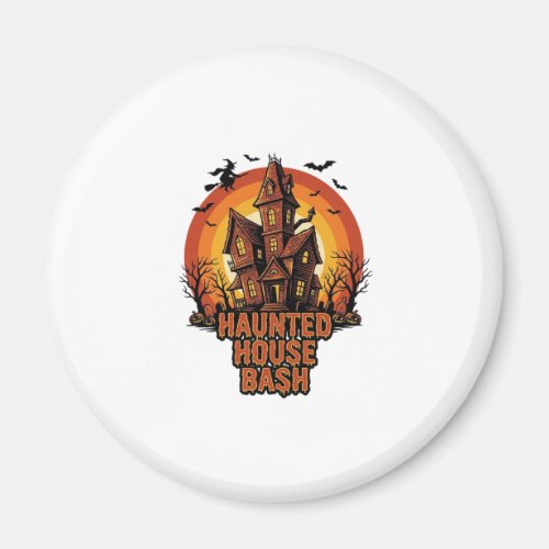 Haunted House Party Vintage Engraving Halloween De Magnet