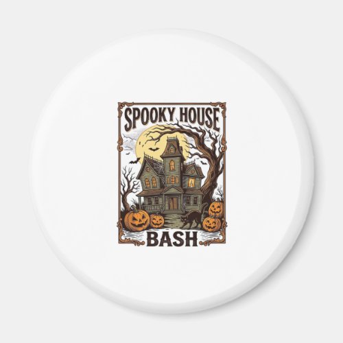 Haunted House Party Vintage Engraving Halloween De Magnet