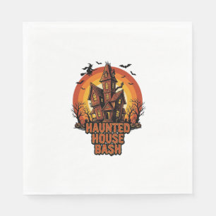 Haunted House Party Vintage Engraving Halloween De Napkins