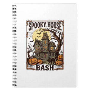 Haunted House Party Vintage Engraving Halloween De Notebook