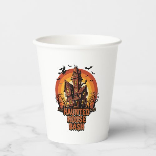Haunted House Party Vintage Engraving Halloween De Paper Cups