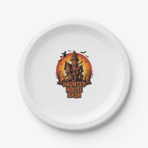 Haunted House Party Vintage Engraving Halloween De Paper Plates