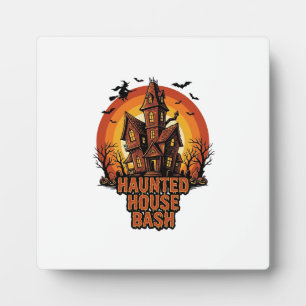 Haunted House Party Vintage Engraving Halloween De Plaque