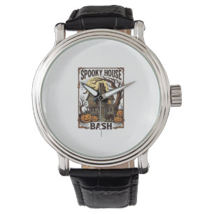 Haunted House Party Vintage Engraving Halloween De Watch