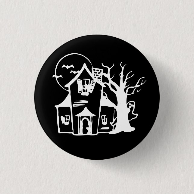 HAUNTED HOUSE PINBACK BUTTON (Front)