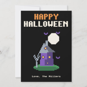 Haunted House Pixel Art Halloween Card