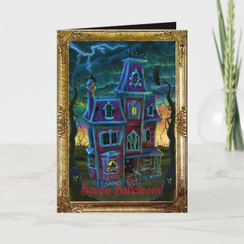 Haunted House Portrait Card