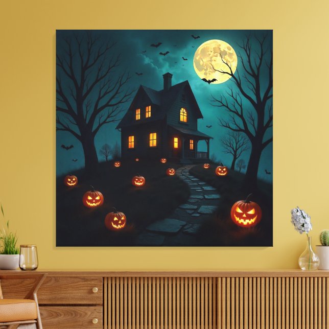 Haunted House Premium Wrapped Canvas Print (Insitu(LivingRoom))