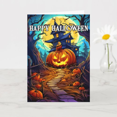 Haunted House  Pumpkin Card