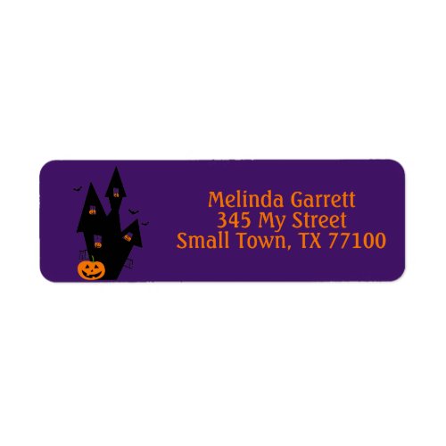 Haunted House Pumpkin Fun Halloween Custom Address Label