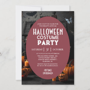 Haunted House Pumpkin Halloween Costumes Party Invitation