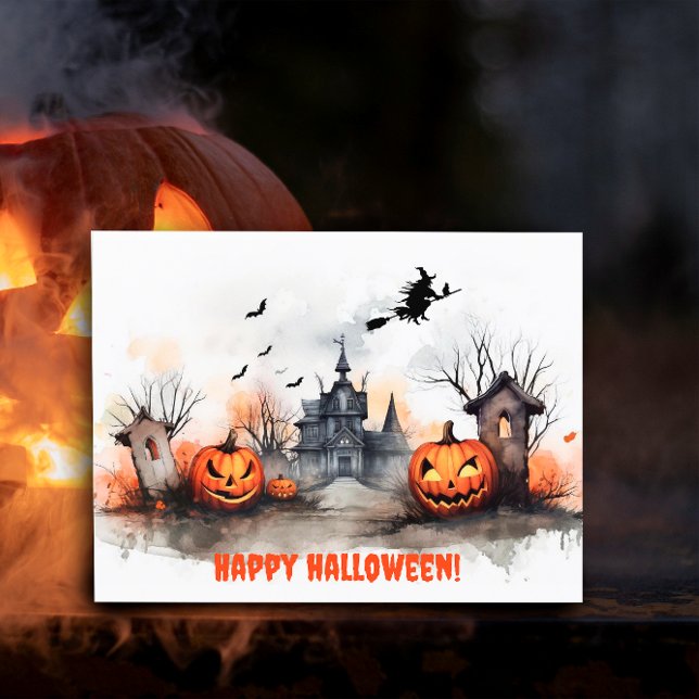 Haunted House pumpkin witch Postcard (Creator Uploaded)