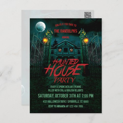 Haunted House Pumpkins Halloween Party Invitation