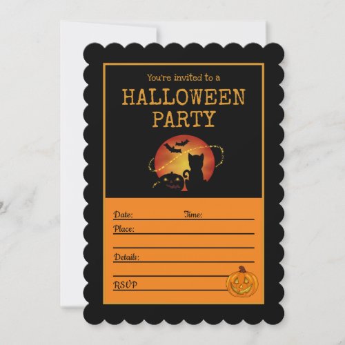 Haunted House Pumpkins Halloween Party Invitation