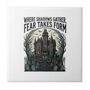 Haunted House Quote Shirt Vintage Gothic Cemetery Ceramic Tile