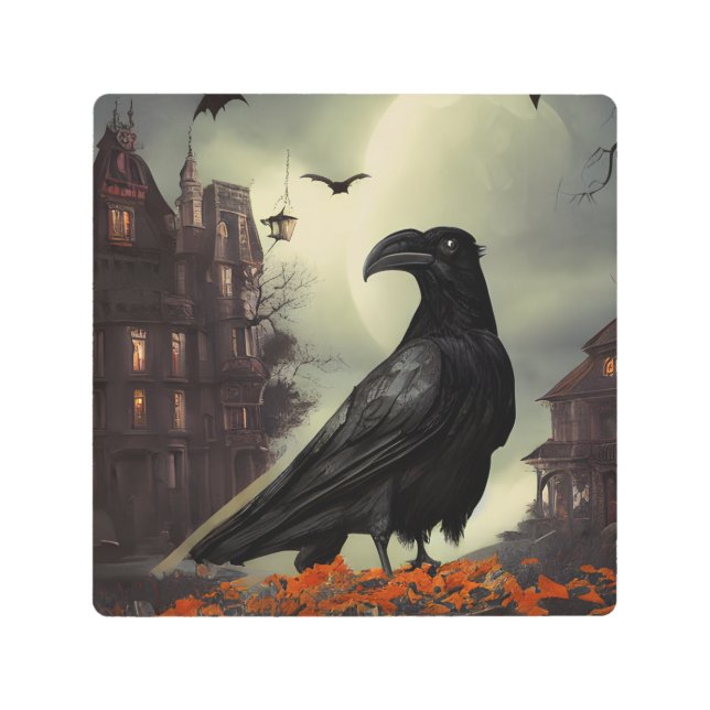 Haunted House Raven  Metal Print (Front)