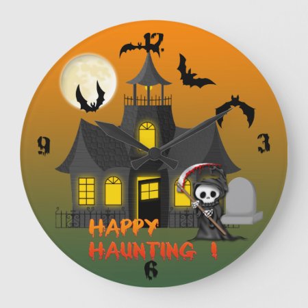 Haunted House Reaper Round Wall Clock