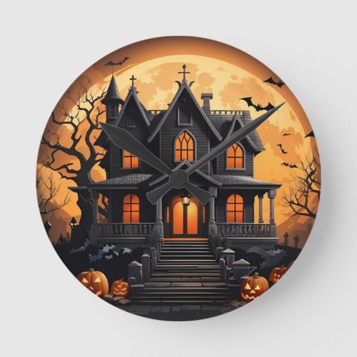 Haunted house round clock