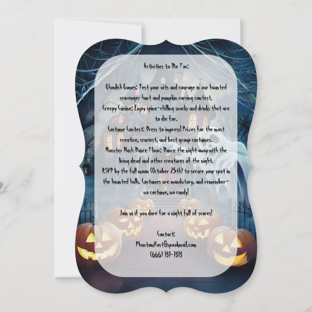 Haunted House - Scary Halloween Invitation (Back)