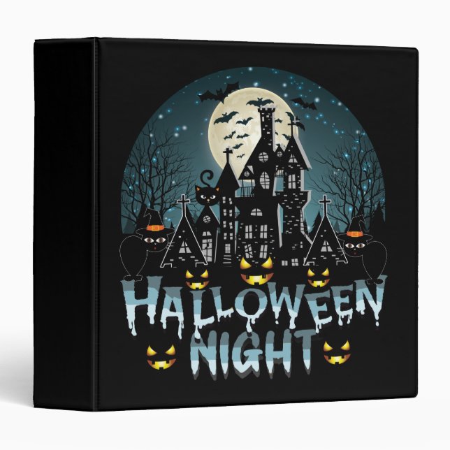 Haunted House, Scary Halloween Night 3 Ring Binder (Front/Spine)