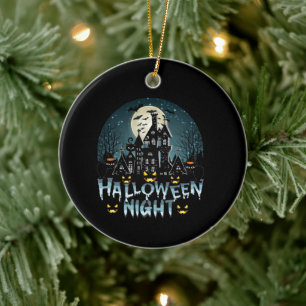Haunted House, Scary Halloween Night Ceramic Ornament