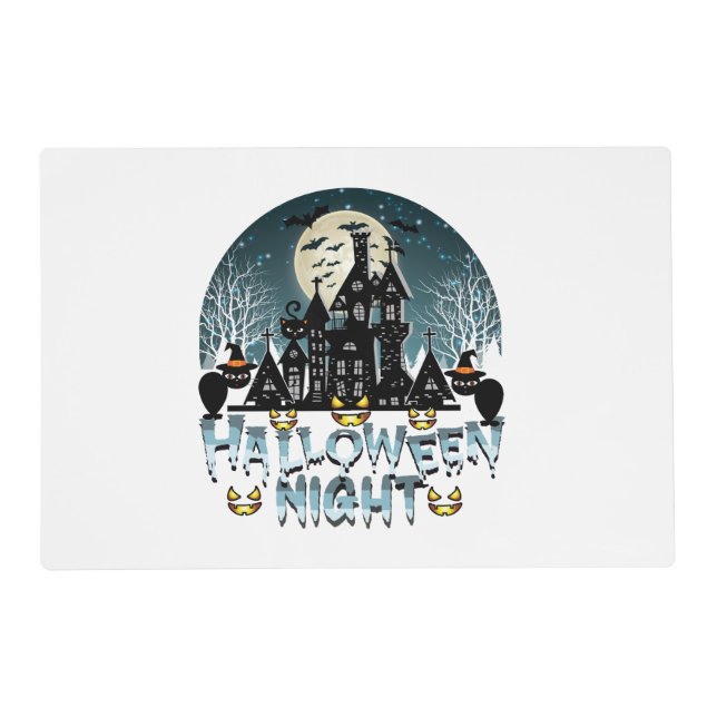Haunted House, Scary Halloween Night Placemat (Back)
