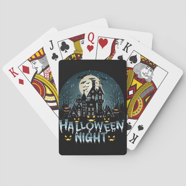Haunted House, Scary Halloween Night Poker Cards (Back)