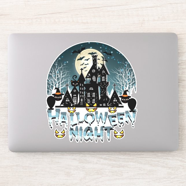 Haunted House, Scary Halloween Night Sticker (Computer)