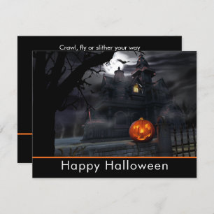 Haunted House Scary Pumpkin Halloween Party Invitation
