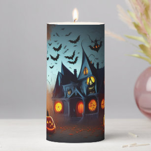 Haunted House Scene Pillar Candle