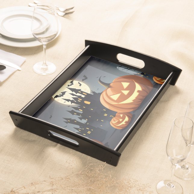 Haunted House Serving Tray - Spooky Pumpkins (Front)