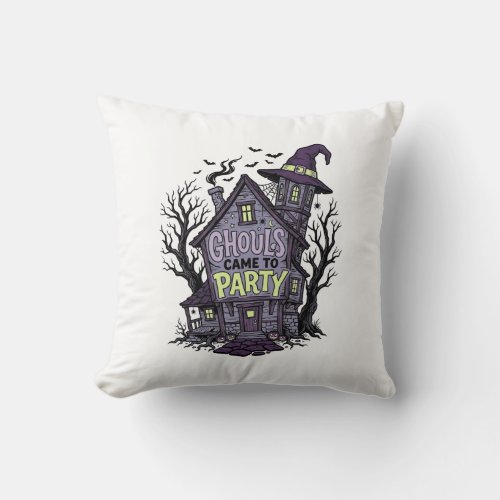 Haunted House Shirt Cute Spooky Party Halloween De Throw Pillow